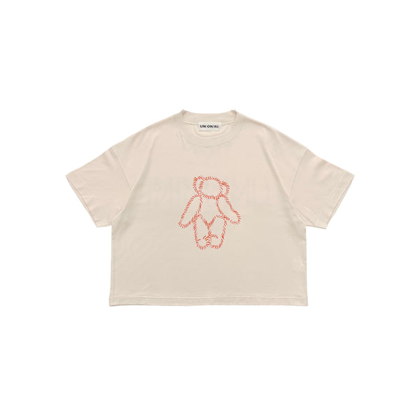 UNIONINI/ユニオニーニ/ teddybear logo big tee（pink beige)cs049