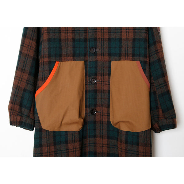 STOF/ストフ　Mix check wool coat  (ブラウン）SF22AW-13　