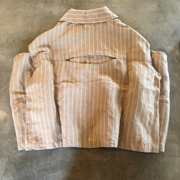 左右/立方亞麻縫夾克（米色）SW17-102-034