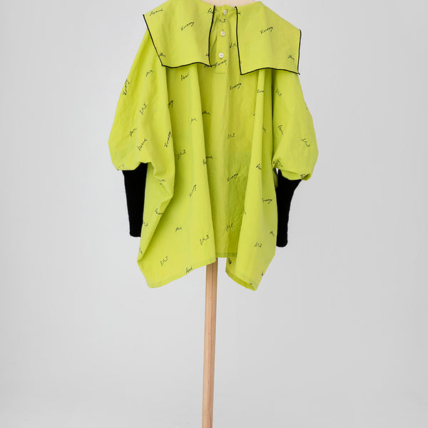 SALE / セール 50%OFF folkmade/フォークメイド/ embroidery rogo sailor(lime green)F21AW015