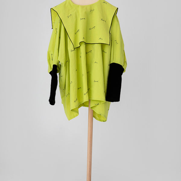 SALE / セール 50%OFF folkmade/フォークメイド/ embroidery rogo sailor(lime green)F21AW015